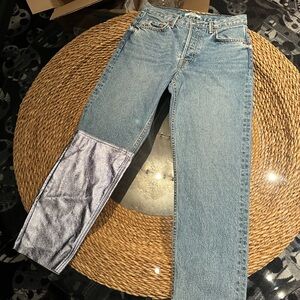 GRLFRND Silver and Blue Straight Leg Jeans